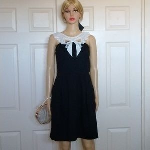 INC  strapless dress with Pearl lace collar